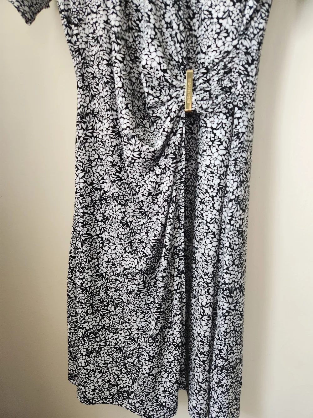 Micheal Kors Black & White Floral Wrap Dress